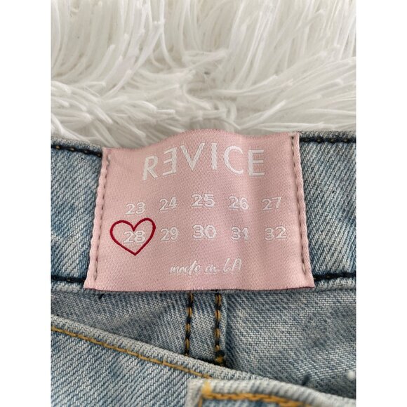 REVICE Womens High Waisted Two Tone Jeans with Button Fly Size 28 - Picture 3 of 7